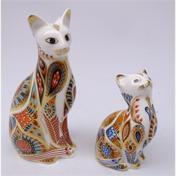  Two Royal Crown Derby Siamese Cat paperweights dated 1996, gold stoppers (2)  
