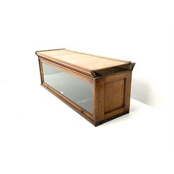 Mid century oak sectional bookcase top, single up over glazed door