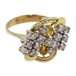  14ct gold round brilliant cut diamond contemporary design ring  