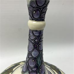 Moorcroft vase, of compressed form with a tall flared neck, decorated in the Juneberry pattern, circa 2000, H25cm