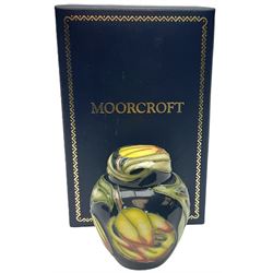 Moorcroft miniature ginger jar, decorated in the Figaro pattern designed by Kerry Goodwin, with impressed and painted marks beneath, H5.5cm, with maker's fitted box.