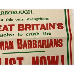 WWI Recruiting poster 'Remember Scarborough', Published by the Parliamentary Recruiting Committee London and printed by Harrison & Sons, unframed and rolled, 75cm x 50.5cm 