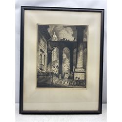 William Strang (Scottish 1859-1921): 'The Colonnade', drypoint etching c.1914 signed in pencil 51cm x 41cm