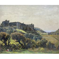 William Augustus Rixon (British 1880-1936): 'Manorbier Castle - Tenby' Wales, oil on board signed and dated '32, titled verso 49cm x 59cm

