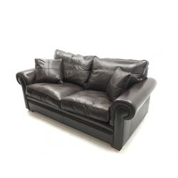 Duresta two seat sofa upholstered in chocolate brown leather 