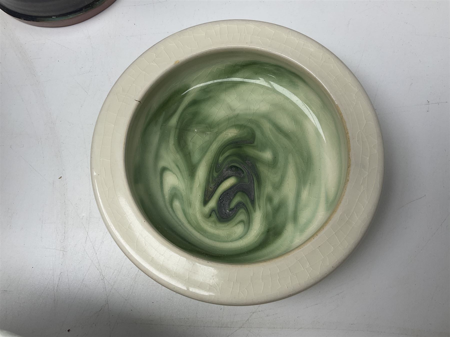 Collection of studio pottery, including Punch set with eight cups, two Paul Murray jugs, dishes, etc 