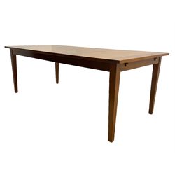 Grange Furniture cherry wood dining table, and eight chairs with rush seats