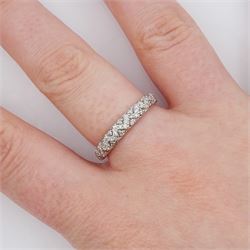 18ct white gold round brilliant cut diamond half eternity ring by Damas, stamped 750