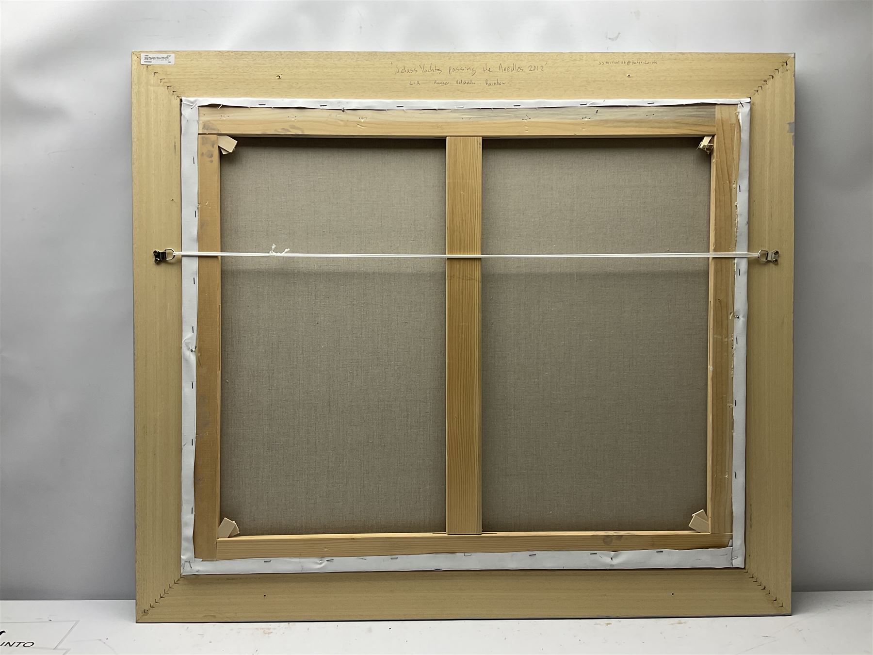 James Miller (British 1962-): J Class Yachts 'Ranger' 'Velsheda' & 'Rainbow' passing the Needles 2012, oil on canvas signed, titled verso 75cm x 90cm