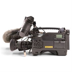 Sony Pro-Betacam SP Camcorder UVW-100BP serial no. 41461, with a Fujinon Aspheric 16x TV Zoom lens, and related accessories including boxed PAG SF1 battery charger, PAGbelt IC2 integral charger, eight PAG NFX 1 rechargeable batteries and a Panasonic AG-B640 AC adapter, previously used by Andrew Dow at the National Railway Museum