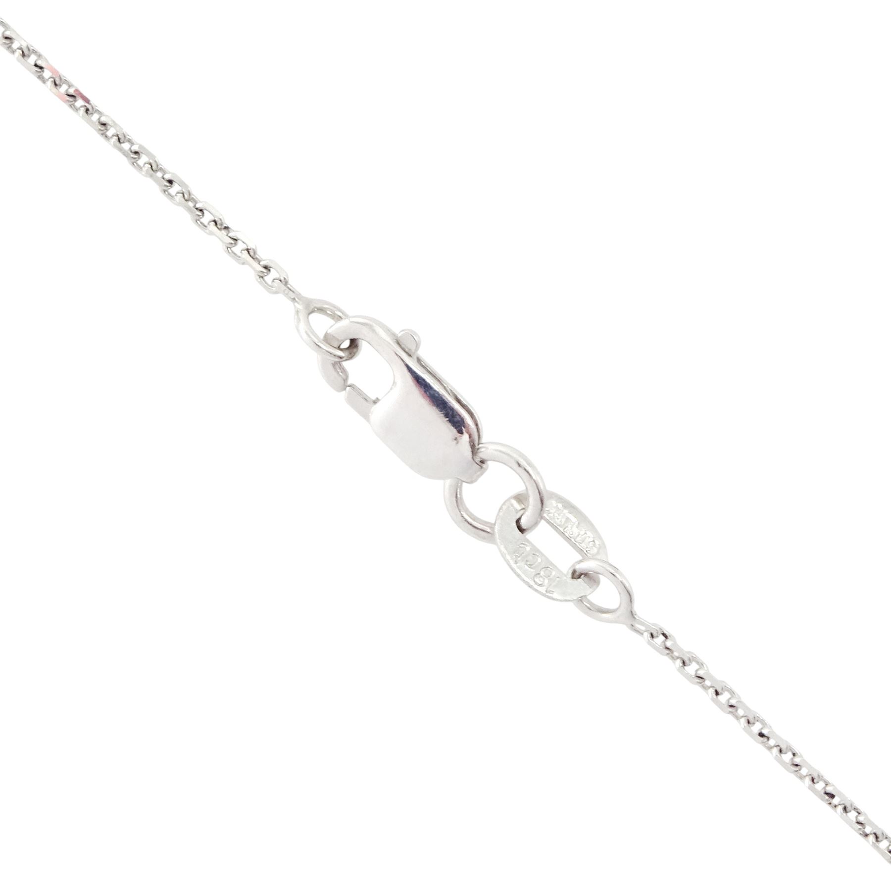 18ct white gold diamond pendant necklace, single cushion cut fancy yellow diamond of 1.05 carat, surrounded by a double halo of round brilliant cut white diamonds, to a fine trace link chain necklace, hallmarked, total white diamond weight 0.26 carat 