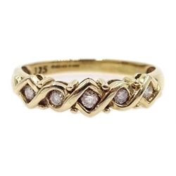  Gold five stone diamond ring, hallmarked 9ct  