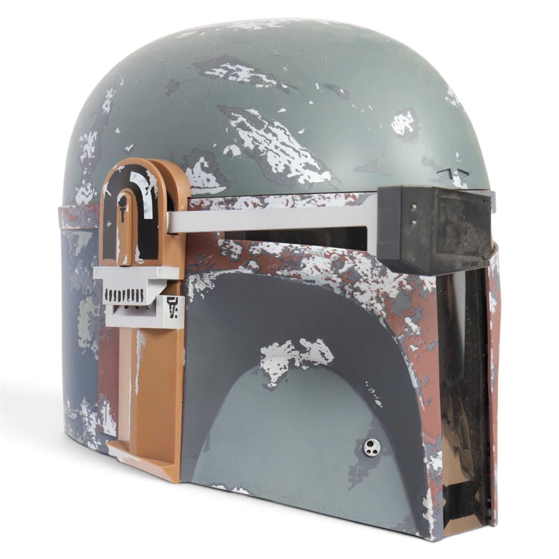 Hasbro Star Wars Black Series Boba Fett 40th Anniversary 1:1 scale helmet, on a metal display stand, helmet H28cm