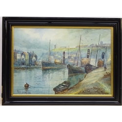  Whitby Harbour, 20th century watercolour signed and dated 1924 by Austin Smith 34.5cm x 51cm  