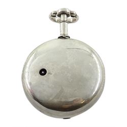 18th century silver pair cased verge fusee pocket watch for the Turkish market by Markwick Markham (London ca.1725-1805), square baluster pillars, pierced and engraved balance cock, white enamel dial with Turkish numerals