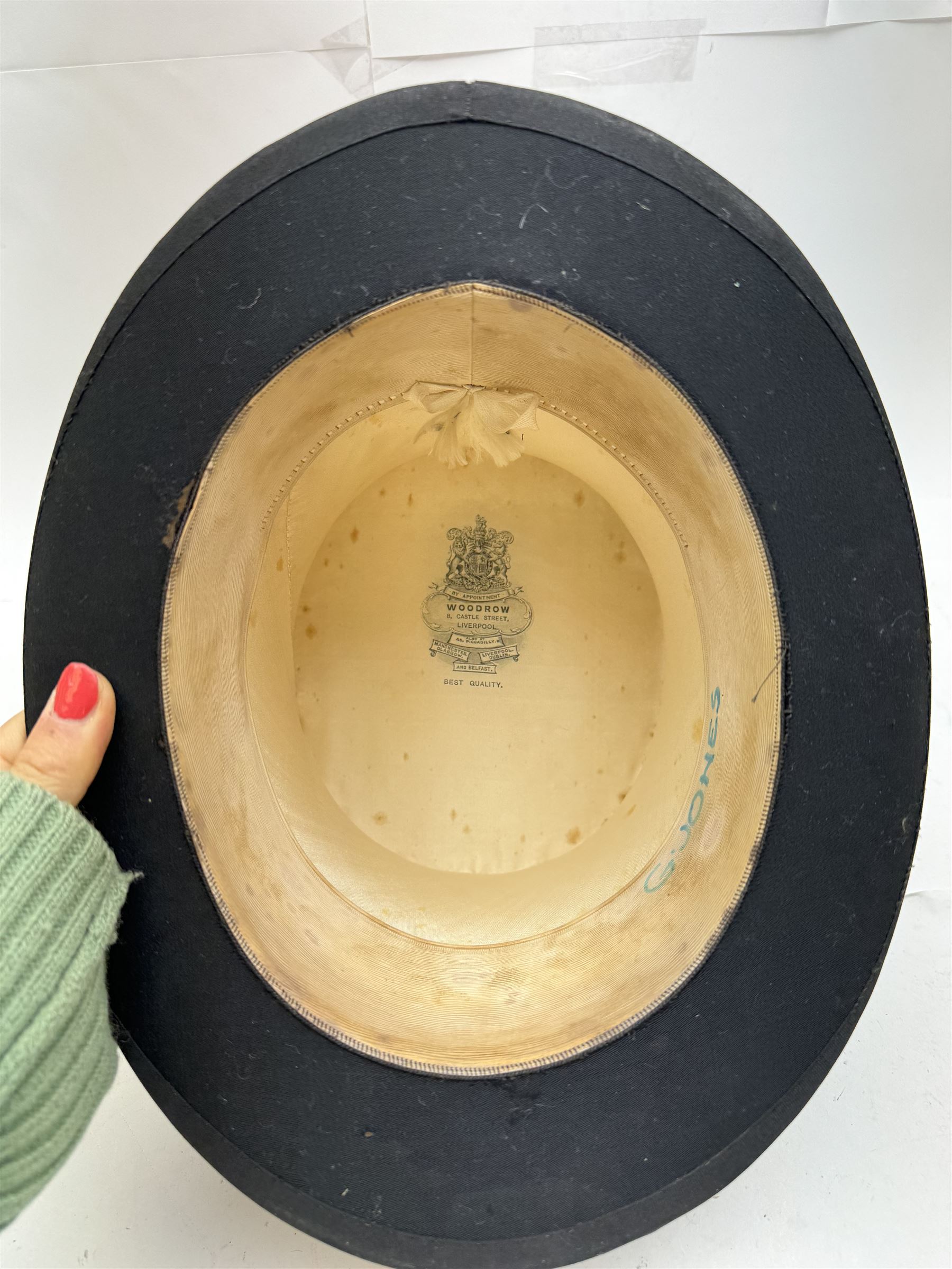 Akubra pure fur felt trilby hat, together with another trilby and two top hats, one by Woodrow and one by Dunn & Co