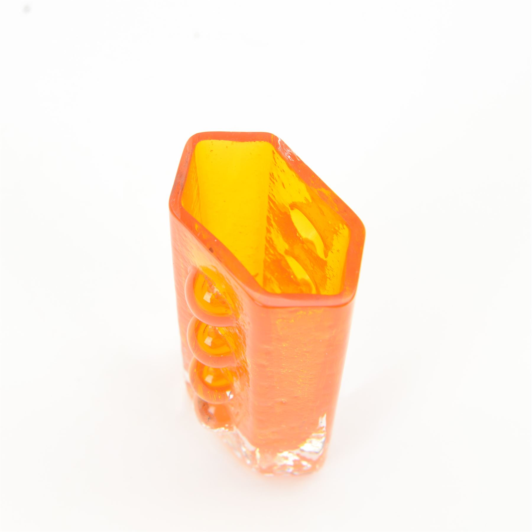 Geoffrey Baxter for Whitefriars tangerine Traffic Light vase, H13cm