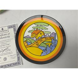 Thirteen Clarice Cliff Wedgwood limited edition plates, including Orange Roof Cottage, Summerhouse, Honolulu, Farmhouse etc, D20cm 