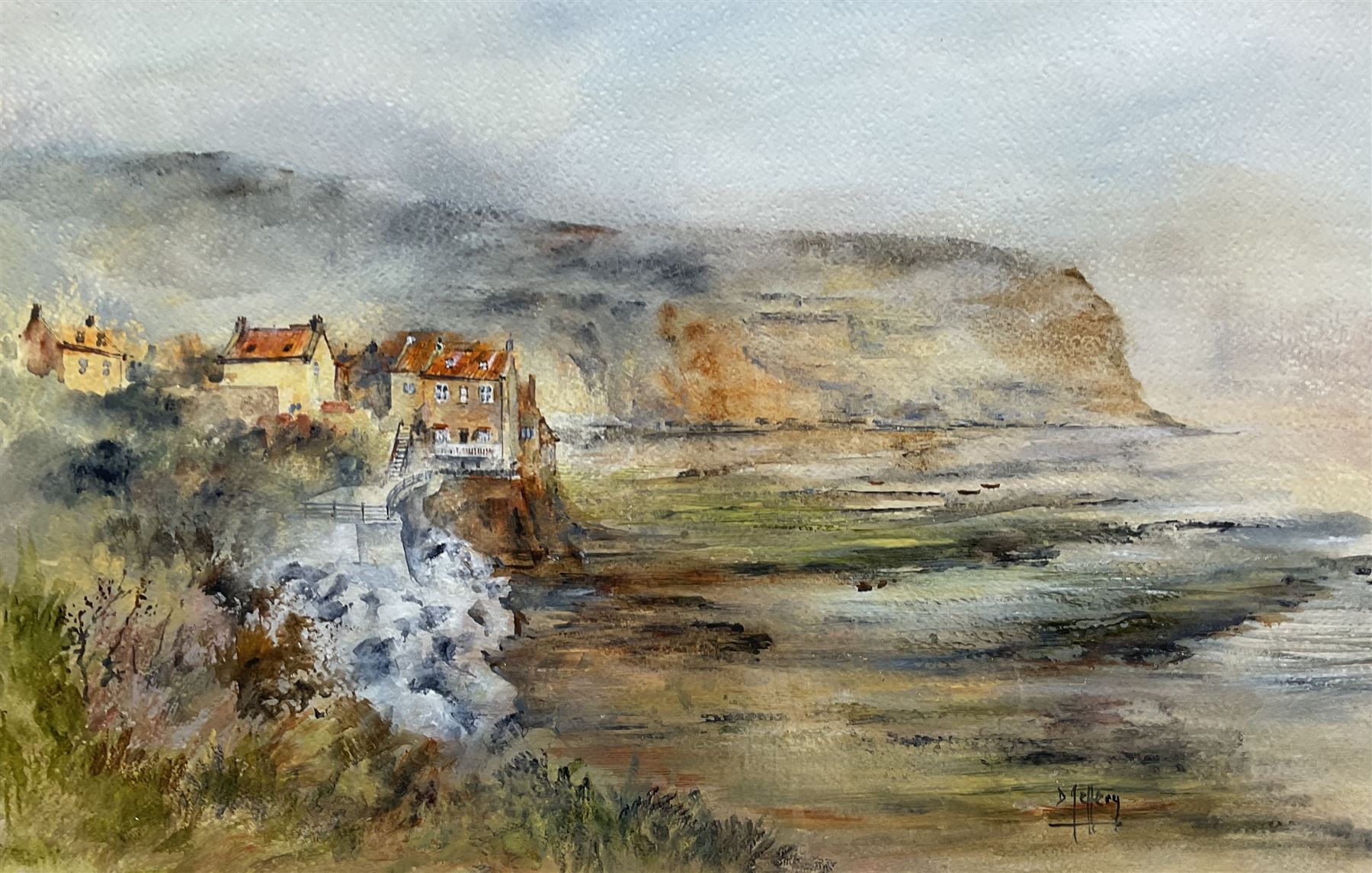 David Jeffery (British 1944-): Robin Hood's Bay, watercolour signed 31cm x 48cm