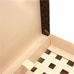 Mid-20th century Louis Vuitton monogram cabin trunk,  monogram canvas with lozine trim and brass mounts, single front leather handle with lock stamped Louis Vuitton with matching key code 1080701, the interior fitted with original webbing straps and lift-out tray, circa1960s, with original key present
