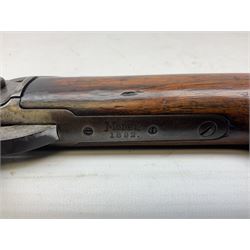 Marlin Firearms Co. USA 'Safety' .32 rim-fire rifle dated 1892, the 61cm barrel with magazine tube under, walnut stock with under lever cocking and crescent butt plate, serial no.153534, L103.5cm