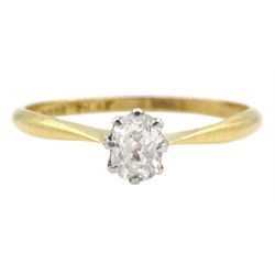 Early 20th century gold single stone old mixed oval cut diamond ring, stamped 18ct Plat, diamond approx 0.25 carat
