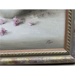 Judith Levin (British 1956-): Still Life of Pink Flowers, oil on canvas signed 39cm x 29cm 