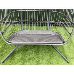 Metal and wicker two seat garden swing, with cushion - THIS LOT IS TO BE COLLECTED BY APPOINTMENT FROM DUGGLEBY STORAGE, GREAT HILL, EASTFIELD, SCARBOROUGH, YO11 3TX