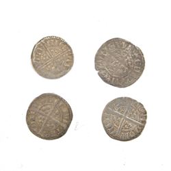 Four hammered silver coins, weighing 1.23, 1.39, 1.40 and 1.41 grams