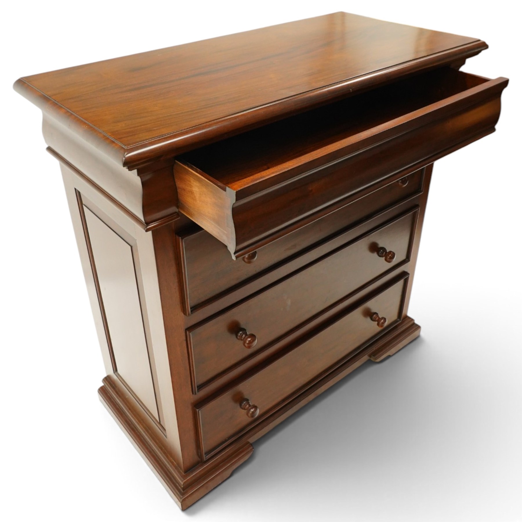 Barker & Stonehouse - 'Grosvenor' contemporary hardwood chest, rectangular top over shaped cushion drawer and three long cock-beaded drawers, on shaped bracket feet