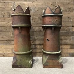 Two Victorian salt glazed crown-top chim