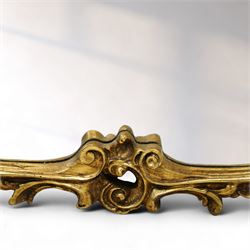 Contemporary Rococo revival style gilt overmantel mirror, shaped rectangular mirror plate with scrolling acanthus and rocaille frame, sides with inset Wedgwood style portrait plaques 