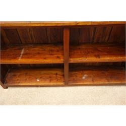  Hardwood open bookcase, two shelves, stile end supports, W175cm, H90cm, D35cm  