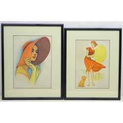  Stanley Williams (Mid 20th century): Fashion Studies, pair watercolours unsigned 31cm x 22cm  