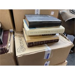 Large collection of books, to include Children's Britannica, Biographies, Art reference books, Shakespeare, etc, in thirteen boxes  