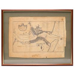 L Charlton (British 18th century): 'Plan of the Town and Harbour of Whitby', 18th century engraved map with hand-colouring pub. c.1778, 38cm x 52cm