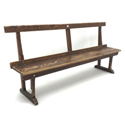  Early 20th century pitch pine pew, W183cm  