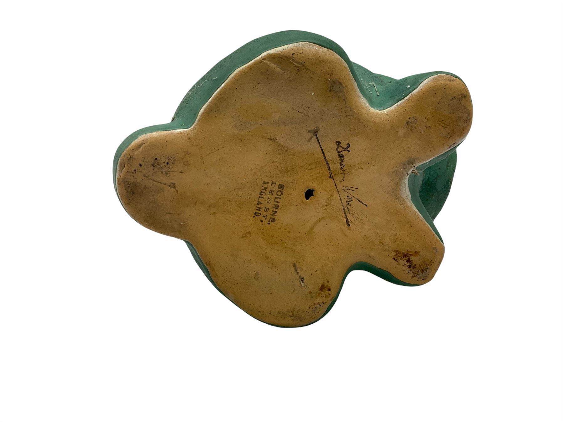Large Bourne Denby green rabbit, with printed mark beneath, H26cm