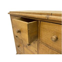 Reclaimed pine chest, fitted with sixteen drawers