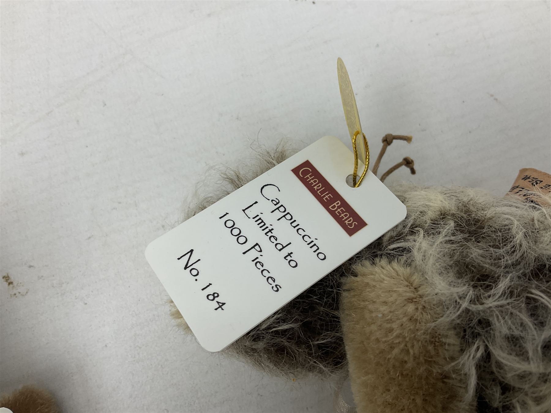 Charlie Bears - limited edition Minimo Collection 'Cappuccino' No.184/1000 and 'Espresso' No.21/1000; each with labels and complete with purpose made ceramic cups and saucers; Bearhouse emu; and Alpaca Collection teddy bear No.5800S (4)