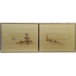 S L Turnbull (British early 20th century): 'A View on Wadsley Common Sheffield', watercolour signed, titled verso; Ken Bell (British Contemporary): Reclining Nude, watercolour signed; R Carmichael: 'The Chapel of the English Convent Bruges', watercolour signed, titled verso; together with two landscape watercolour vignettes indistinctly signed, max 49cm x 65cm (5)