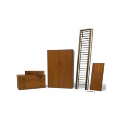 Ladderax - mid-20th century teak wall unit system, various shelves, wardrobe unit, single ...