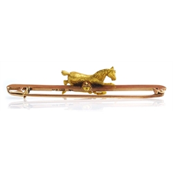  Early 20th century rose, yellow gold and platinum trotting horse brooch  