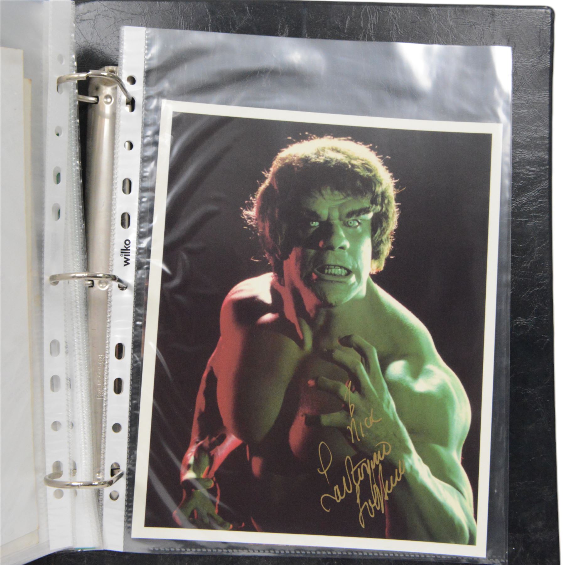 Collection of Sci-Fi signed photographs, mostly Star Wars, including Kenny Baker (R2D2), Jeremy Bulloch (Boba Fett), Michael Carter (Bib Fortuna), Phil Brown (Uncle Owen), Peter Mayhew (Chewbacca), Mike Edmonds (Logray), Warwick Davies (Wicket), Dave Prowse (Darth Vader) and Lou Ferringo (The Hulk), all dedicated, obtained at the Dave Prowse Promotions Mulitcon Event 1998 at The Norbreck Caste Hotel, Blackpool