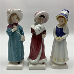 Eight Royal doulton figures, to include Elyse HN2429, Ascot HN2356, Good Friend HN2783, etc