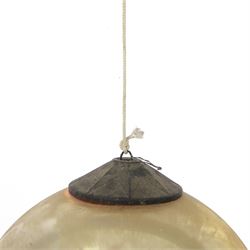 Two 19th century glass witches balls, D20cm