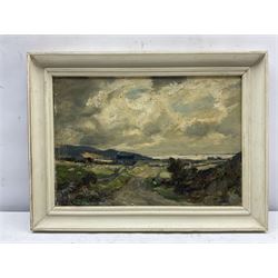 Owen Bowen (Staithes Group 1873-1967): Coastal Landscape under Heavy Sky, oil on canvas signed 24cm x 35cm 
Provenance: family descent from the vendor's paternal great-uncle. Not previously been on the market.
