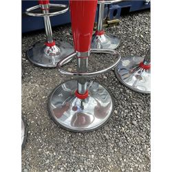 Six plastic and chrome height adjustable bar stools  - THIS LOT IS TO BE COLLECTED BY APPOINTMENT FROM DUGGLEBY STORAGE, GREAT HILL, EASTFIELD, SCARBOROUGH, YO11 3TX