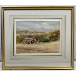Robert Jobling (Staithes Group 1841-1923): Ploughing the Fields, watercolour signed 24cm x 32cm