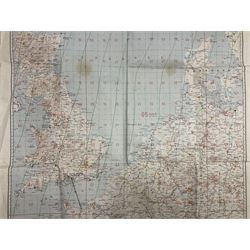 WWII German navigation map, Luft-Navigationskarte in Merkatorprojektion, of England, France, Netherlands, Denmark, H110cm, W74cm 